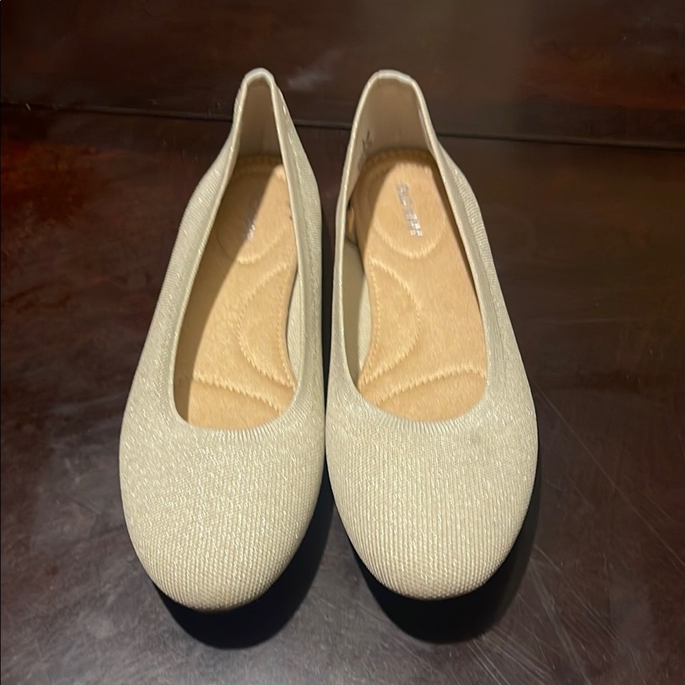 Old Navy Cream Loafers with Textured Fabric and Rounded‎ Toe